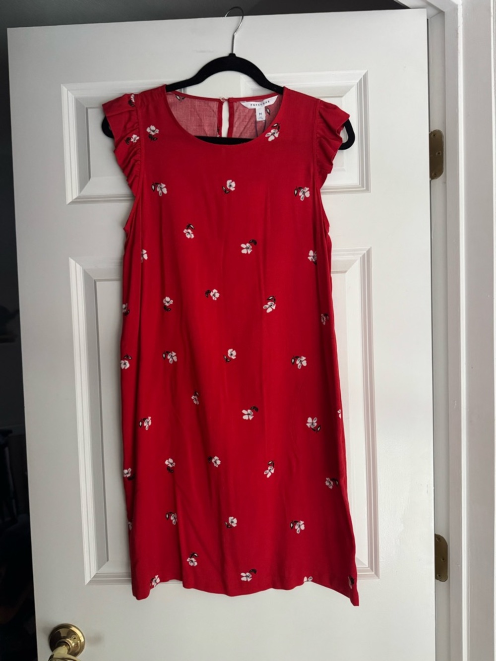POPSUGAR Red Floral Ruffle Sleeve Dress